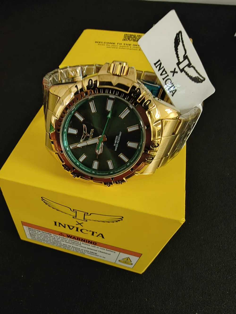 Invicta Gold-Tone Watch with Green Dial